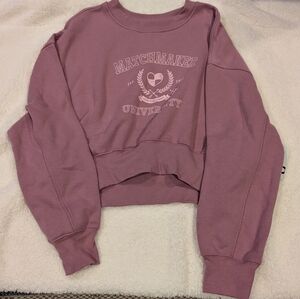 SO - Juniors Cropped Dusty Rose Crewneck Sweatshirt Size L NWT